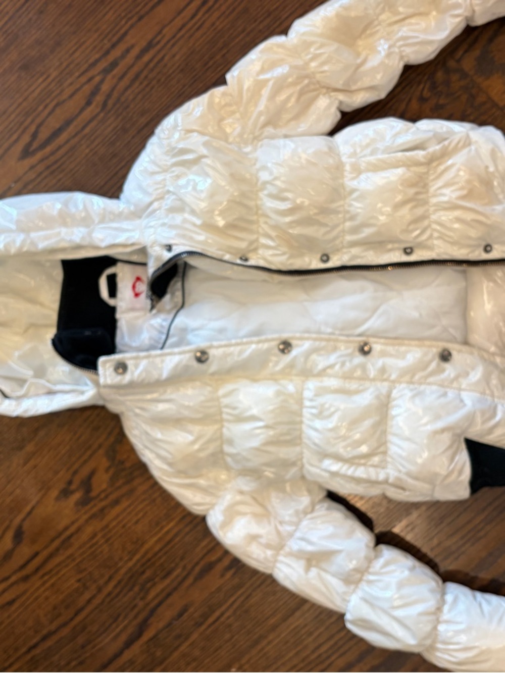 Appaman White Puffer Coat with Hood shiny white color